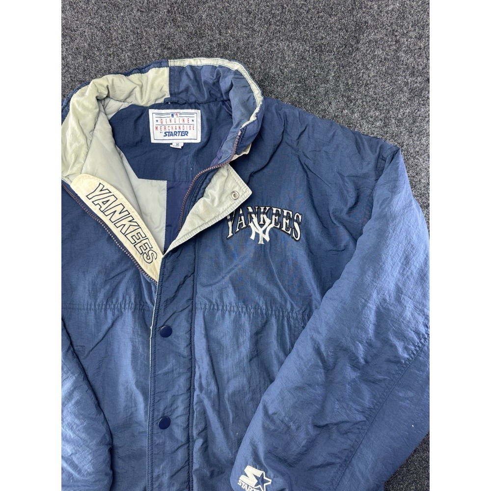 VTG Starter New‎ York Yankees Jacket XL Blue Nylon Embroidered Logo Made Korea - Picture 2 of 10